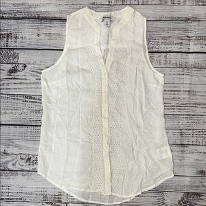 Old Navy White Sleeveless Button Down‎ Blouse Sz. XS